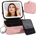 LED Makeup Bag with Mirror & Light – Portable Travel Cosmetic Organizer Case
