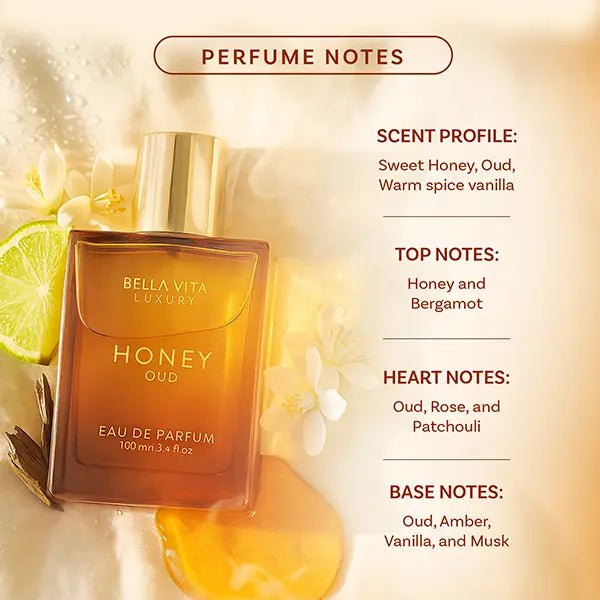 Bellavita Honey Oud Eau De Parfum 100ml | Long Lasting Luxury Unisex Perfume