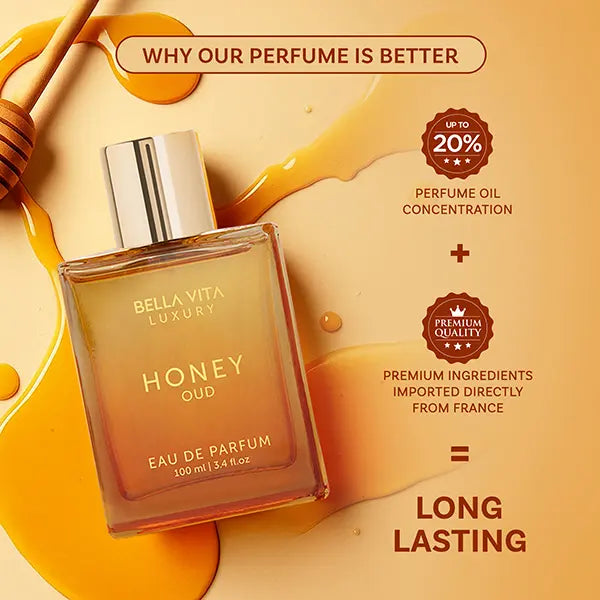 Bellavita Honey Oud Eau De Parfum 100ml | Long Lasting Luxury Unisex Perfume